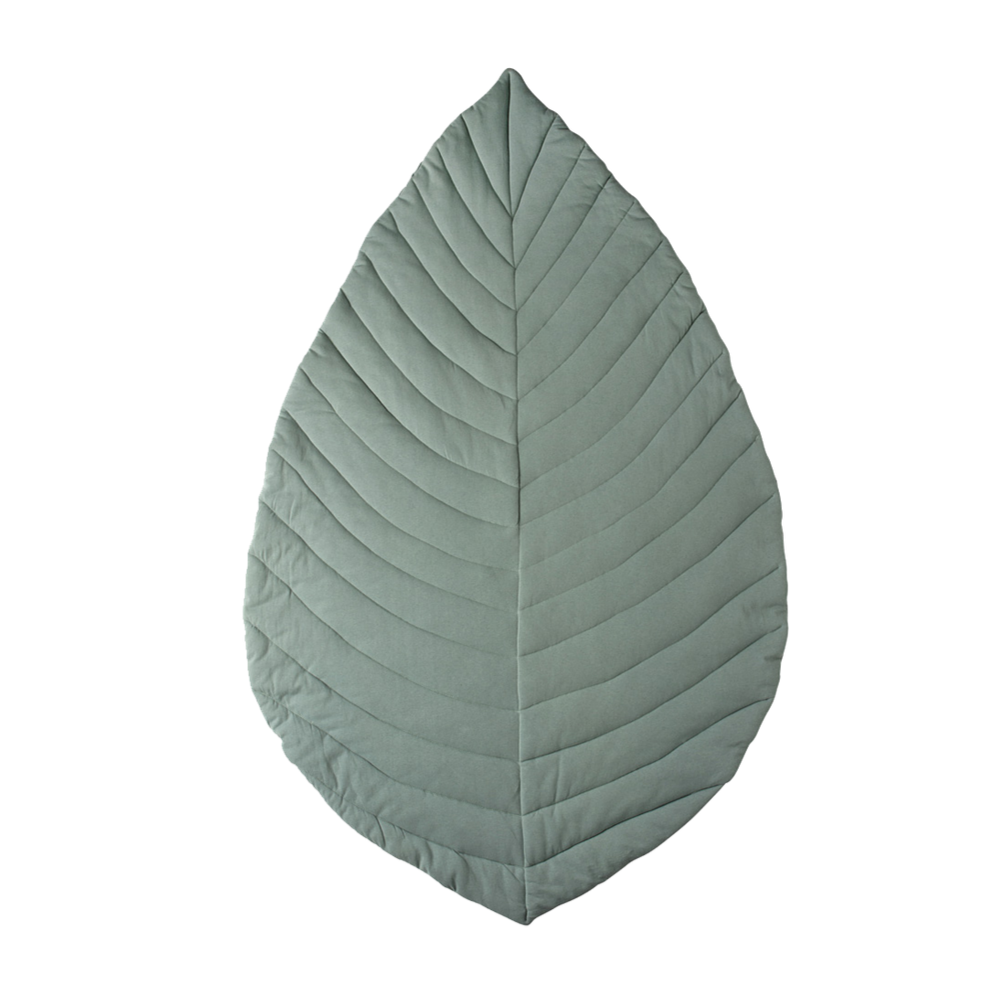 Cattywampus jade green sage leaf playmat quilted cotton jersey with soft filling