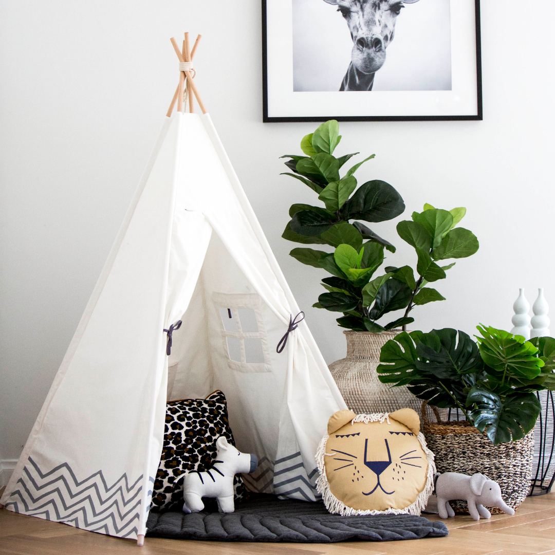 Kids Teepee Tent | White & Grey
